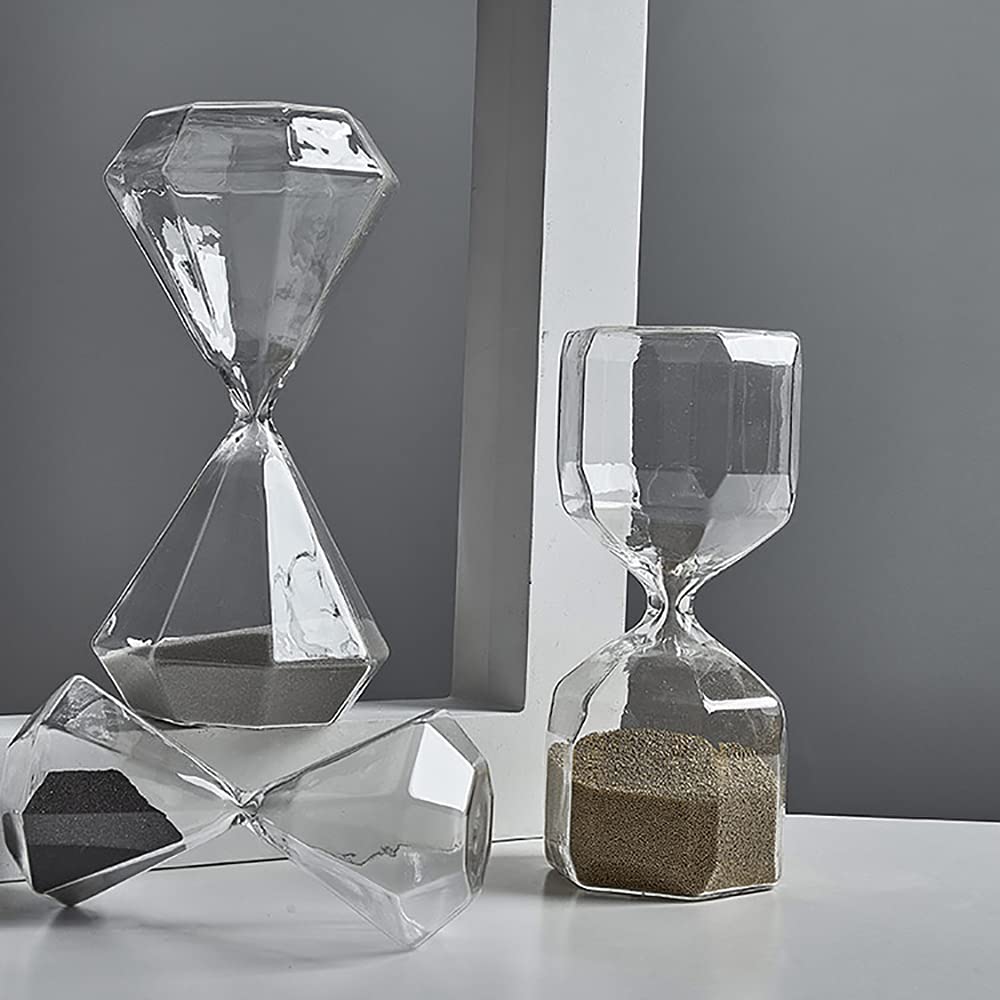 timer per la sabbia, Clessidra Timer, Clessidra Timer in Vetro, Decorazione for la Scrivania, Cucina, Conto alla Rovescia, Nero(B,10 minutes)