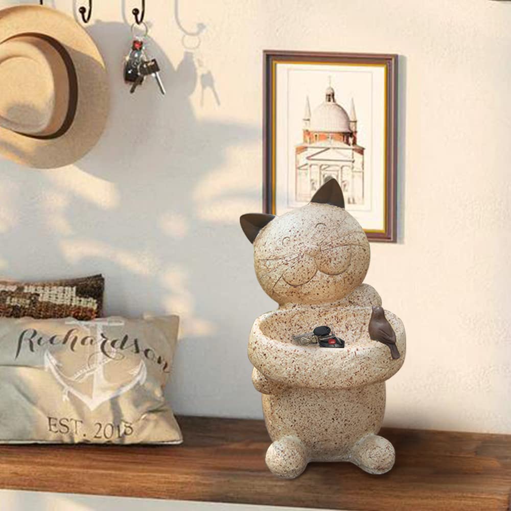 Aflowa Vogelfutterstation & Vogeltränke - Dekorative Katzenstatue Für Garten, Balkon Oder Terrasse