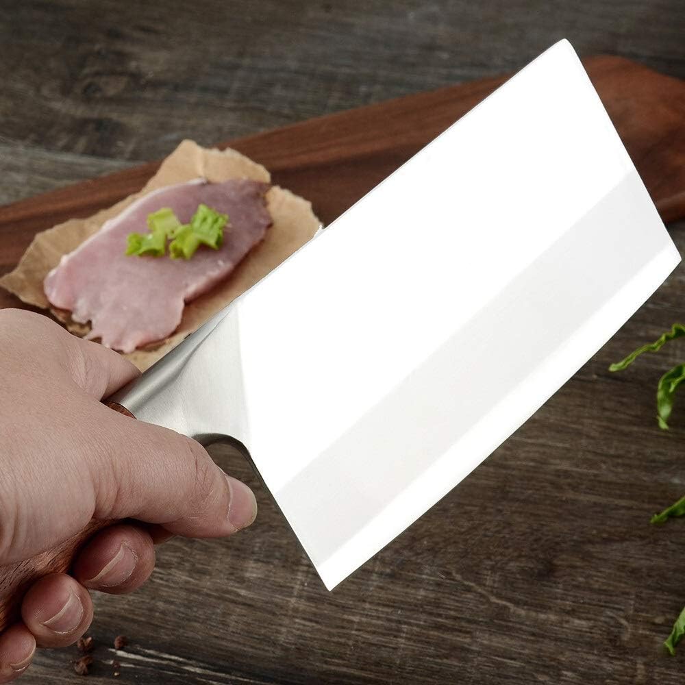 Meat Cleaver,Cleaver Knife, 4 cr13 Chinese Kitchen Knife Serbian Chef Full Tang Butcher Knife Slicer Santoku Cleaver Cutter Slicing Filleting Steak Knife