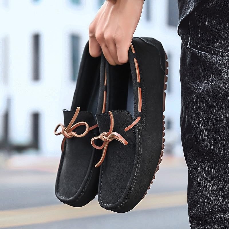 Mens Loafers Shoe Round Toe Faux Leather Boat Driving Loafers Resistant Comfortable Flat Heel Casual Slip On3