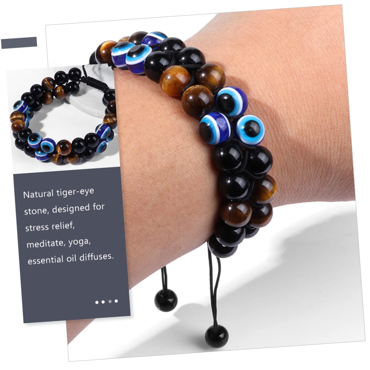 GALPADA Pulsera De Ojo De Adorno De Mano Cadena De Muñeca Pulsera Para Hombre Pulsera Creativa Pulsera De Piedra Con Cuentas De Decoración Pulsera Para Yoga Adorno De