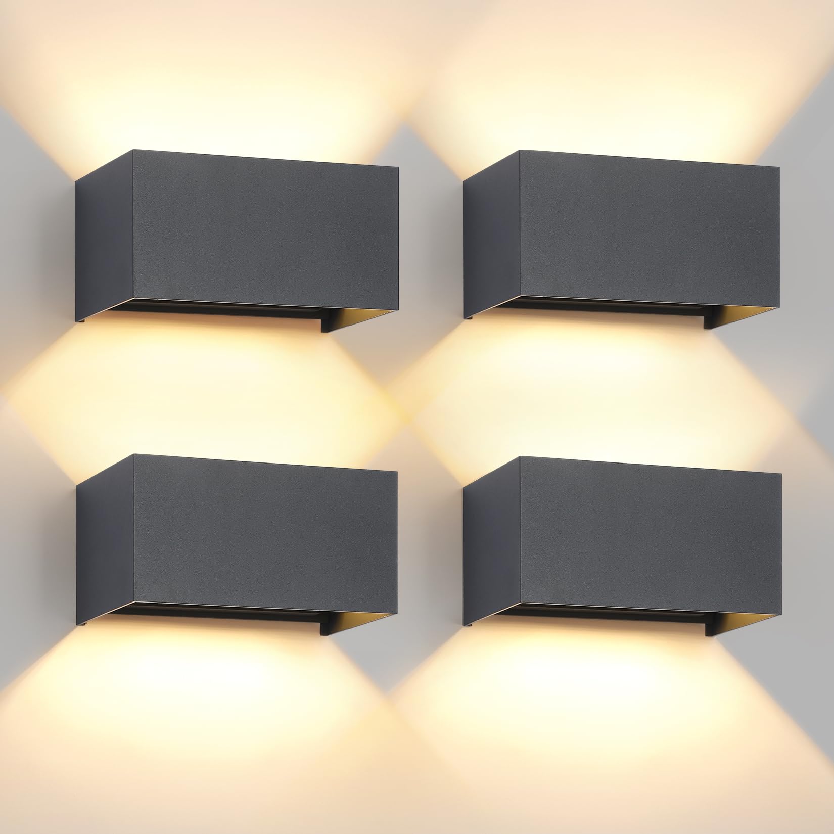 4 Pezzi G9 Applique da Parete Esterno/Interno con Lampadina Sostituibile IP65 impermeabile Lampada da Parete Esterne Alluminio Angolo del Fascio Regolabile Retangolo Antracite, 3000K Luce Caldo