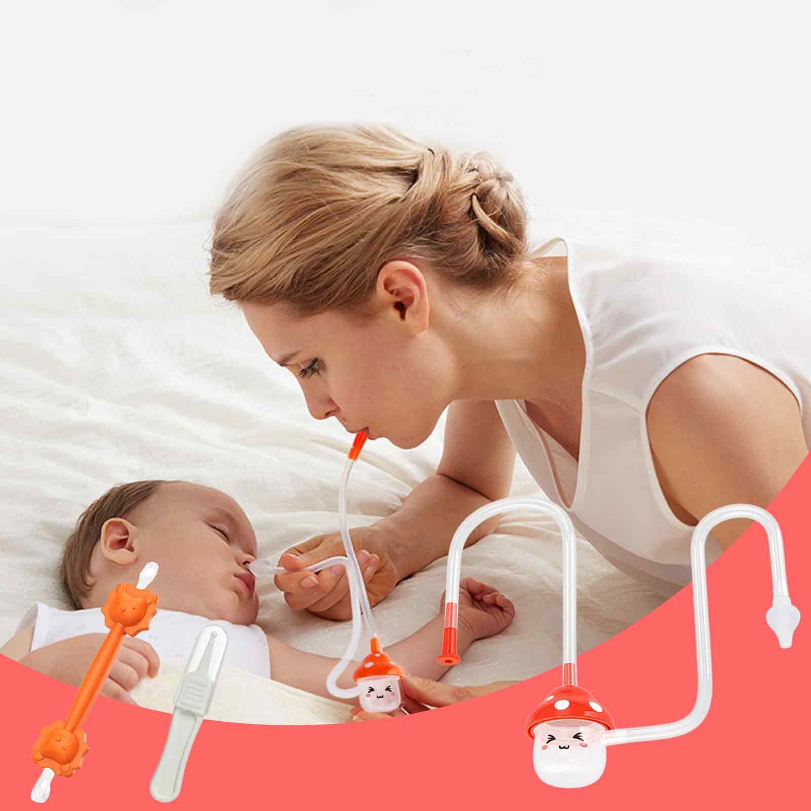 3PCS Baby Nose Cleaner, Nasal Aspirator for Baby Newborn, Nasal Aspirator Mucus Sucker, Nose Cleaner for New Born, Orange Ear Nose Cleaning Stick with Suction Bulb and Tweezers-image-24