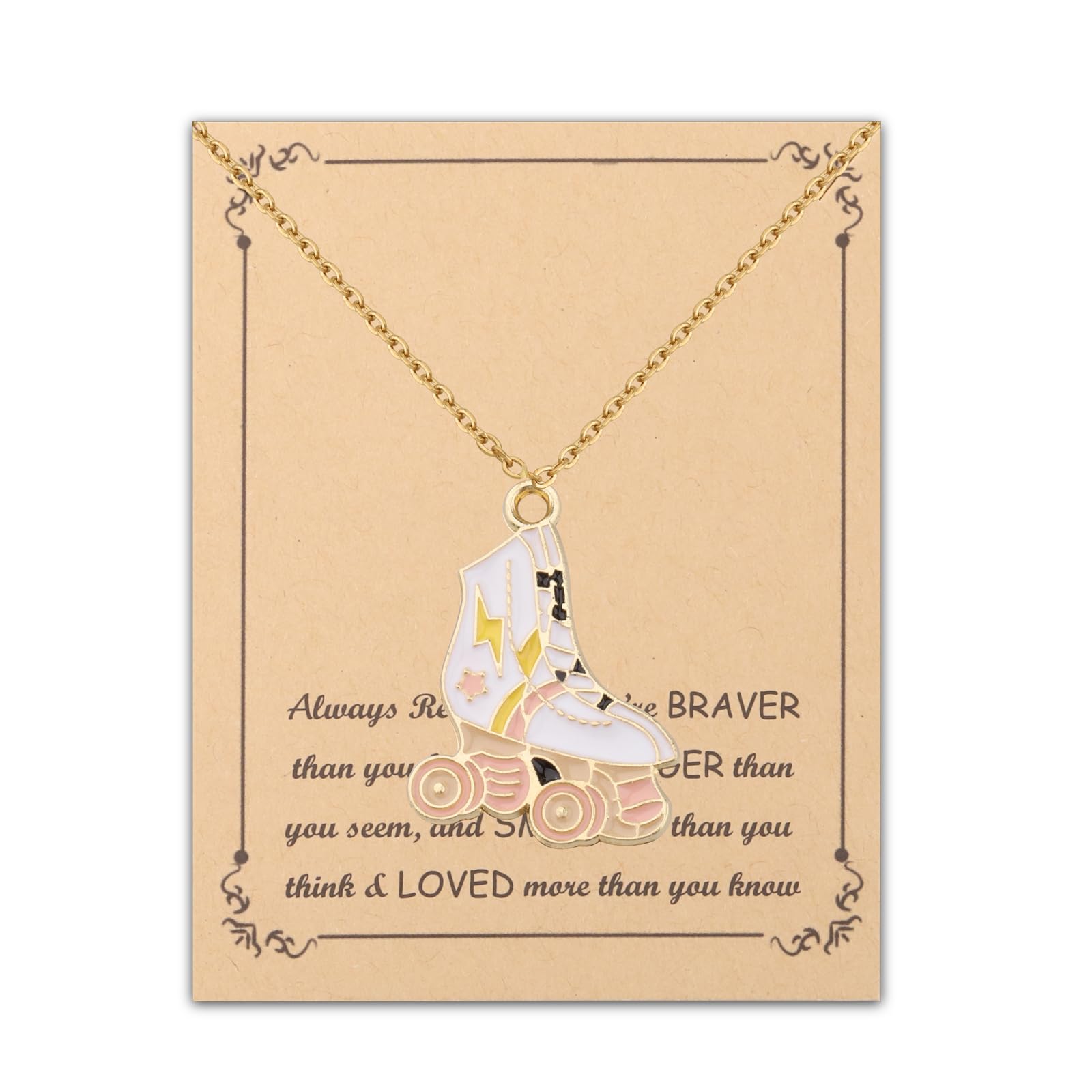 FUSTMW Roller Skater Necklace Pendant - Roller Skating Lovers Gifts - Silver