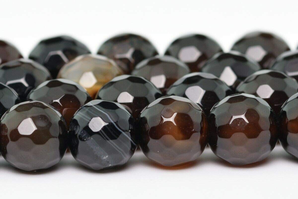 KapOD Beads 8MM Natural Dark Brown Agate Beads Grade A Faceted Round Loose Beads 7.5" Loose Beads