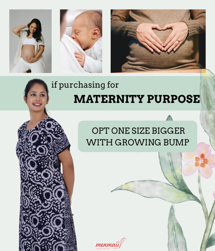 Image of MENMAII Women's [L-4XL] Full Open /Front Buttoned [a Kind of Adaptive Clothing] Multipurpose Nighty for Maternity /Pregnancy /Elderly /Patient /Feeding /Hospital Purpose Nighty Calf Length