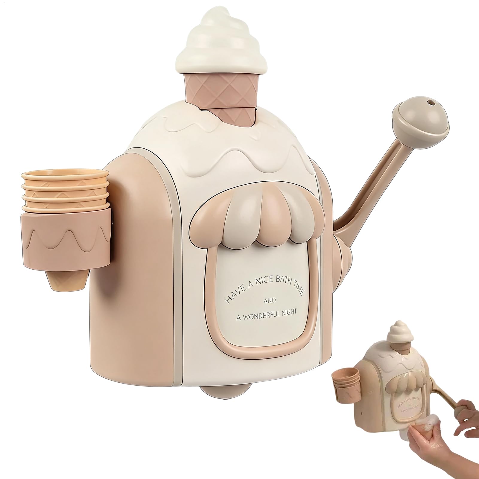 Ice Cream Bath Toy, Ice Cream Foam Machine Car Bath Toys, BathBubble icecreams Machine, Novelty Kids BubbleMachine for Home Bathroom Tub Shower Room Boys Children Preschoolers