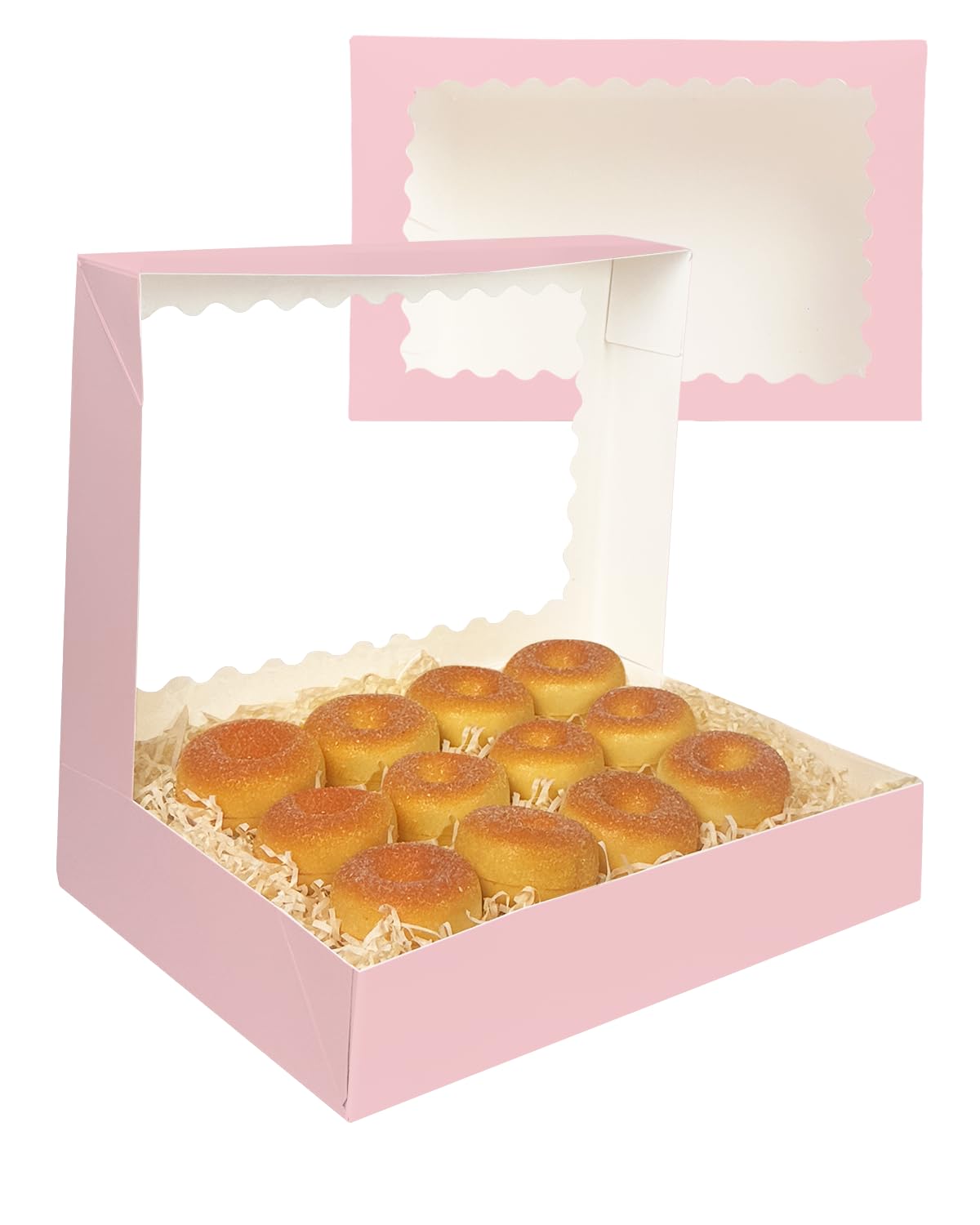 Gcardist Auto-pop Up Pink 35.6x25.4x6.4cm 6Pcs Cookie Box with Window Pastry Macaron Bakery Box For Packaging (14x10x2.5 inch) - Image 2