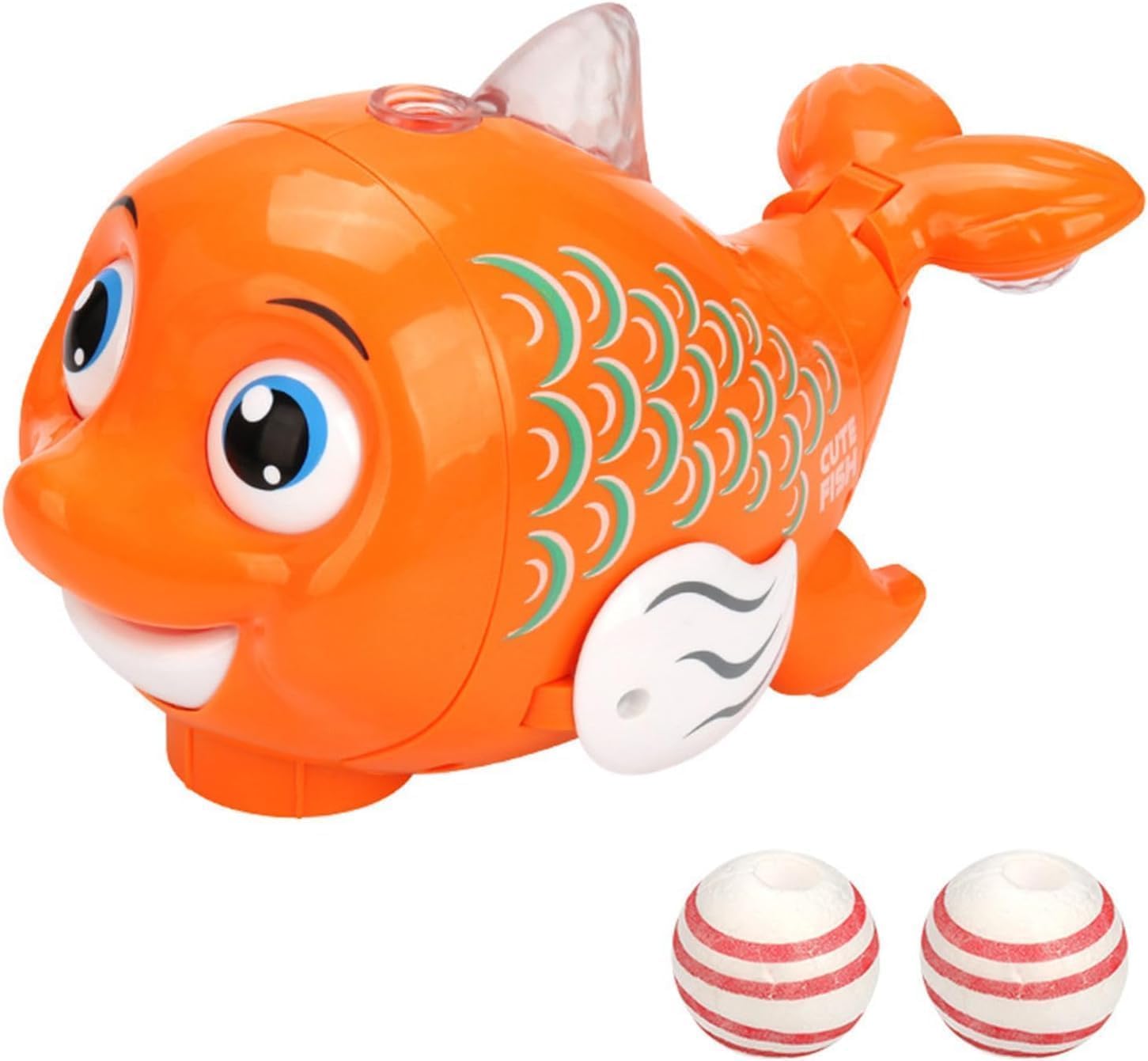 Tetpino Musical Fish Toy with Sound, Lights Interactive Blowing Ball Feature, Bump & Go Flashing Universal Wheel Toy for Boys and Girls – Bright LED Realistic Motion Fun Gift for Kids (Color May Vary)
