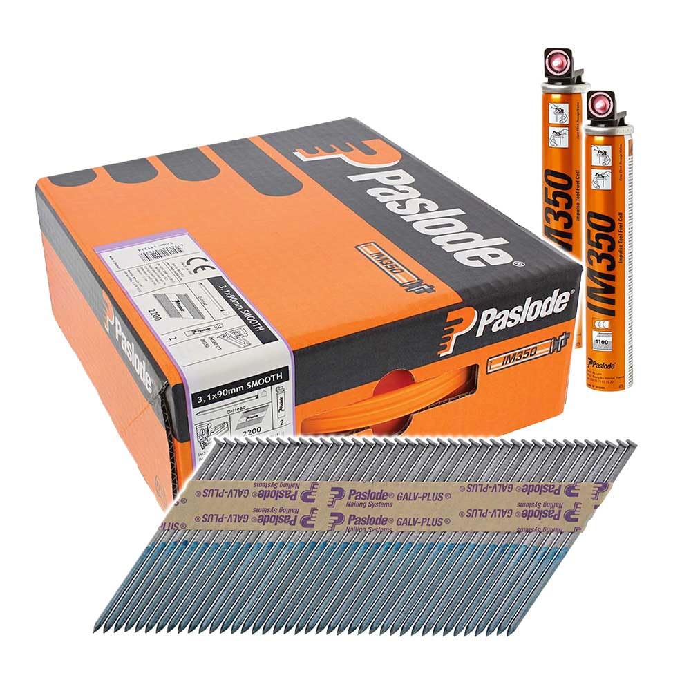 Paslode Green 90 X 3.1 Straight Galv+ Nail Fuel Pk For Im350 Pk2200