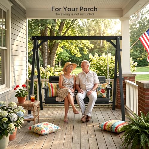 Image of VINGLI 6.2FT Wooden Porch Swing Frame for 4FT Swing, Black