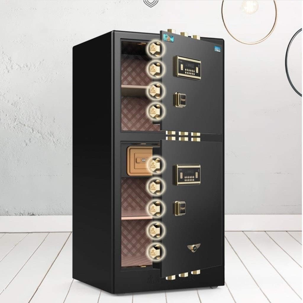 Safe Box, Home Office Fingerprint Password Large Double Door Anti-Theft All-Steel Safes 90/120CM High Black/Coffee Gold Safe Deposit Box Safety Box