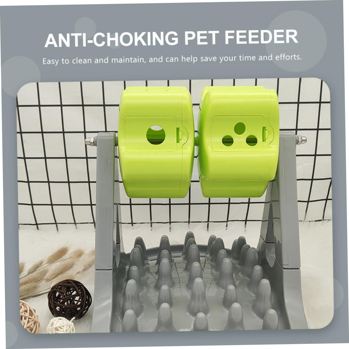 FOMIYES Mangiatoia Automatica Rotante per Cani in Abs, Distributore di Cibo Portatile per Animali, Design Anti-ingozzamento per Addestramento