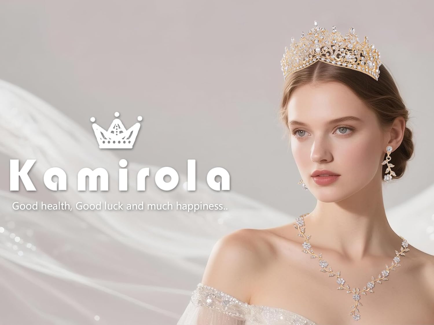 Kamirola Tiaras and Crowns for Women,3-pack Tiaras Earrings Necklace, Crystal Bridal Jewelry Set, Costume Party Halloween Prom Pageant Jewelry for Women(TR46) - Image 2