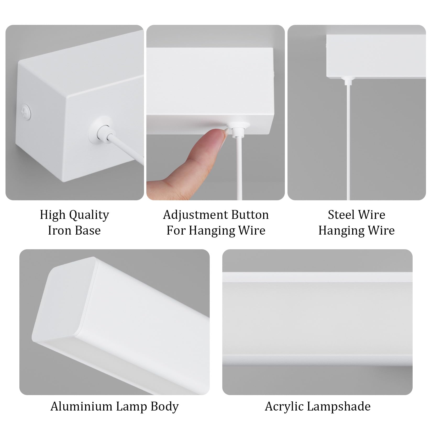 Klighten Led Lampada a Sospensione Da Tavolo Da Pranzo 80cm/24W, Dimmerabile 3000K-6000K Moderna Luce a sospensione Con Telecomando, 150cm Moderna Lineare Regolabile,per Cucina Soggiorno, Bianco