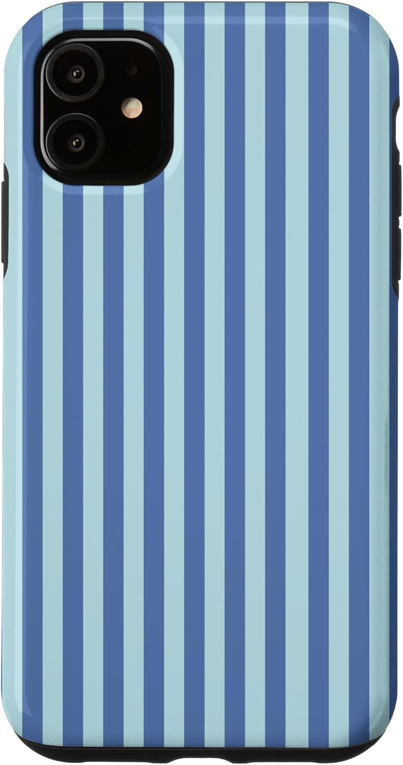 Pastel Blue Stripes Geometric Vertical Lines Pattern Case for iPhone 14 Pro Max