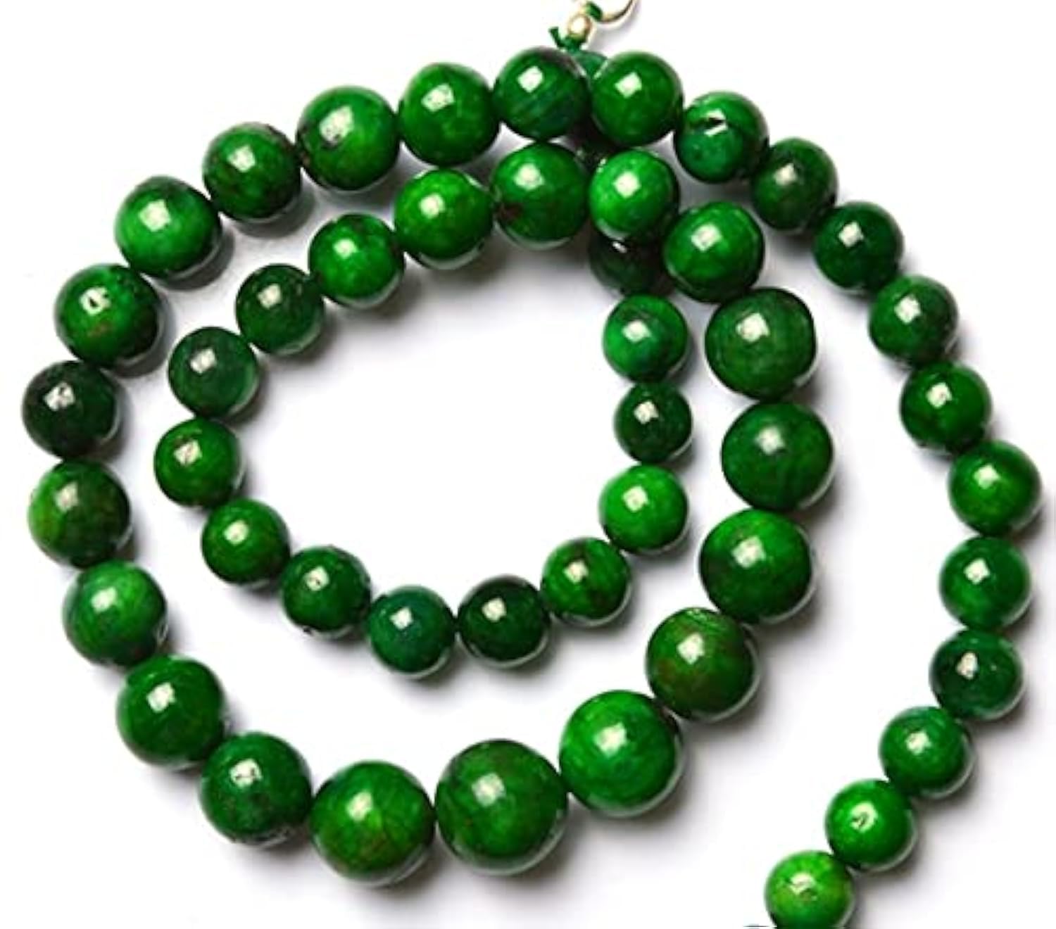 Collier en corindon émeraude perles 7-10mm grand diamètre cordon minéraux naturels 17"