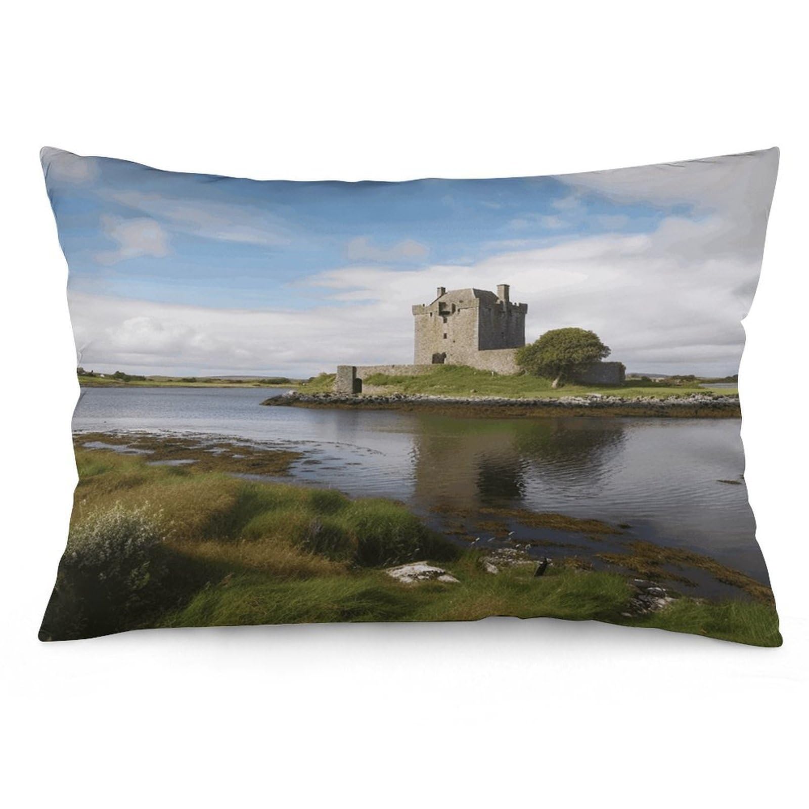 View of The Dunguaire Castle Throw Pillow Cover Soft Lumbar Pillow Covers with Zipper Breathable Rectangular Cushion Case Polyester Pillow Case Decorative Body Pillow Cover for Couch Bed