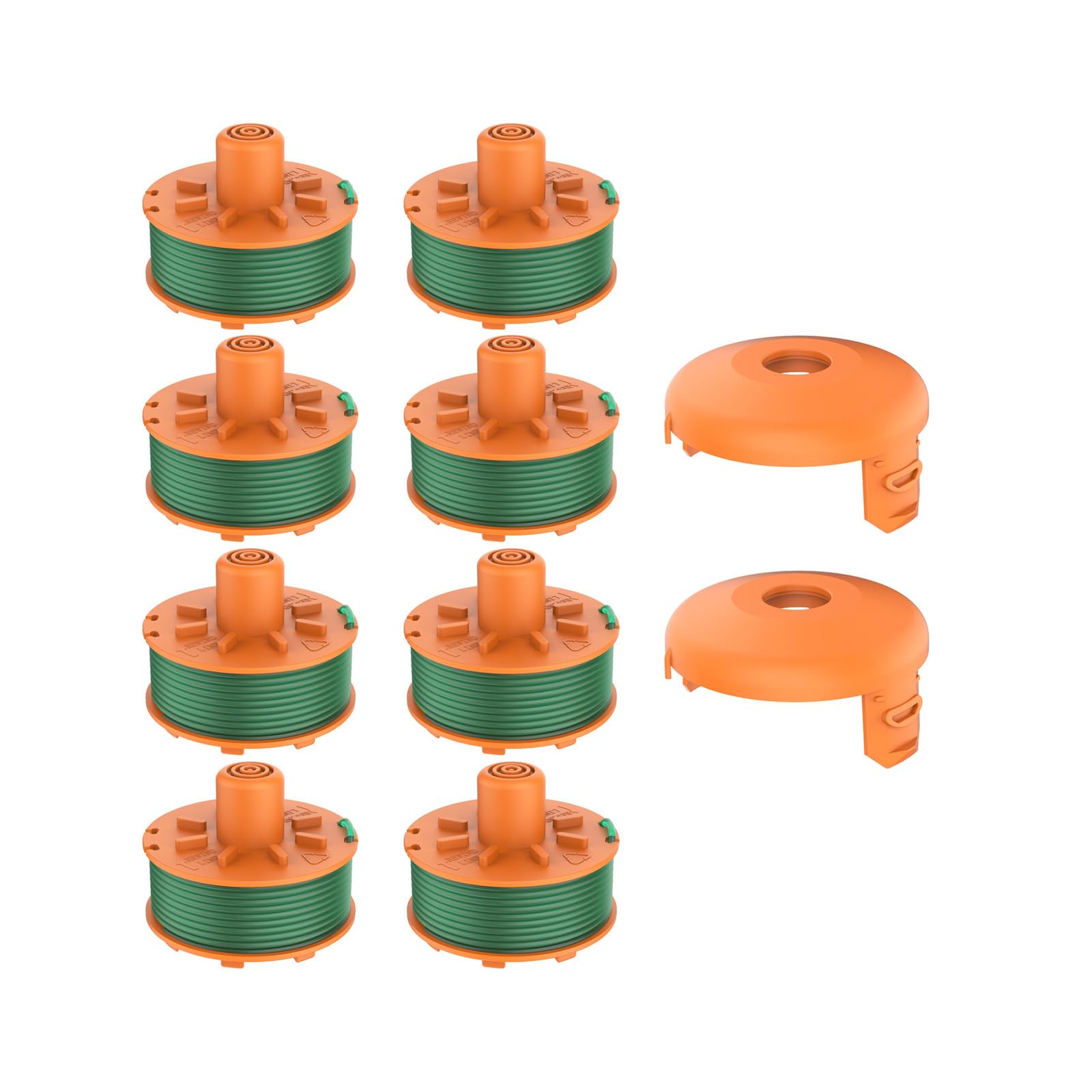 Bobina de repuesto para cortacésped Gardena 05367-20 y tapa de carrete 05329-20, piezas de carrete de línea de recortadora (8 carretes 2 cubiertas de bobina)