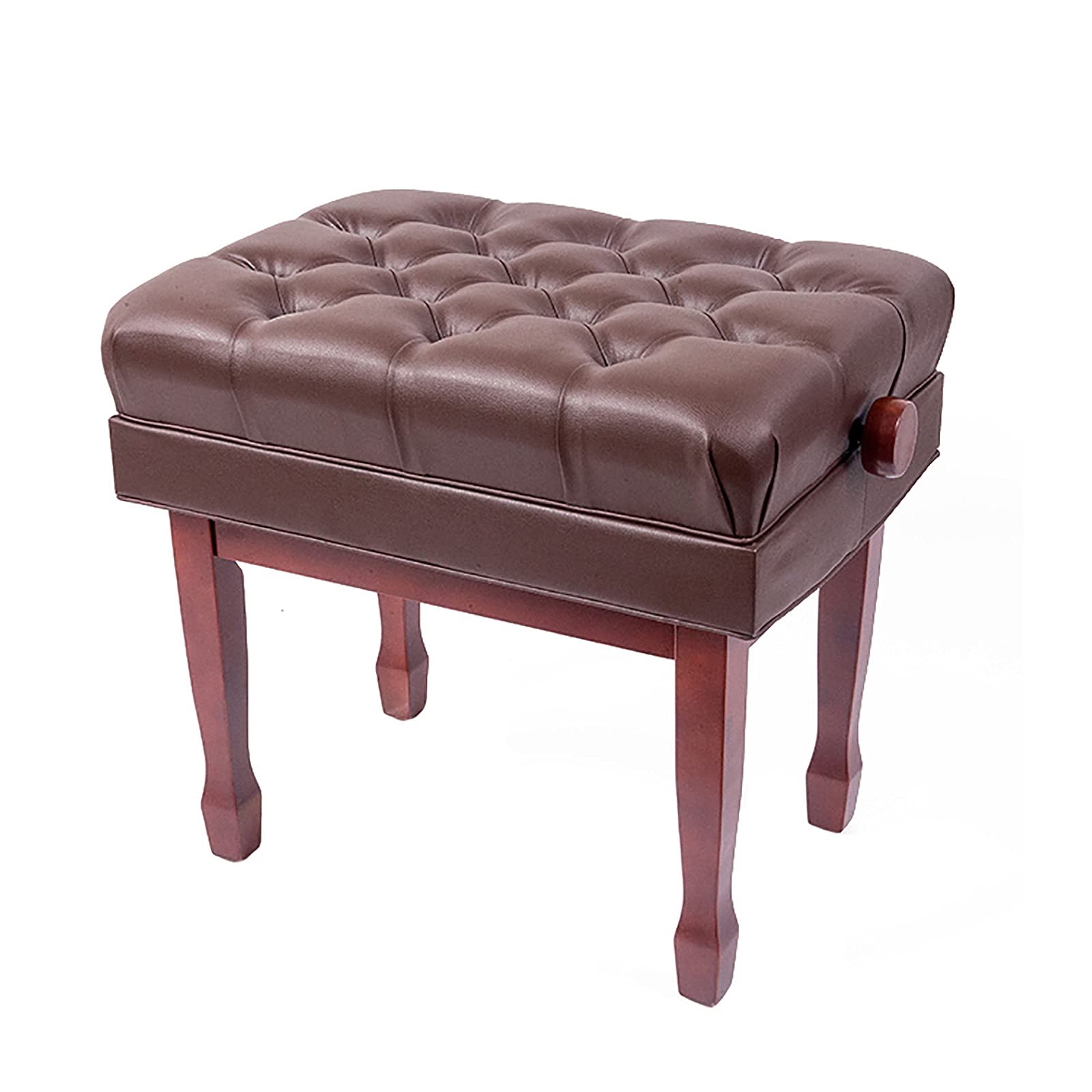Panca per Pianoforte Deluxe Regolabile con Sollevamento Idraulico, Sgabello per Pianoforte in Legno Comodo, Facile da Montare, 61 X 49 X 53 Cm,Brown