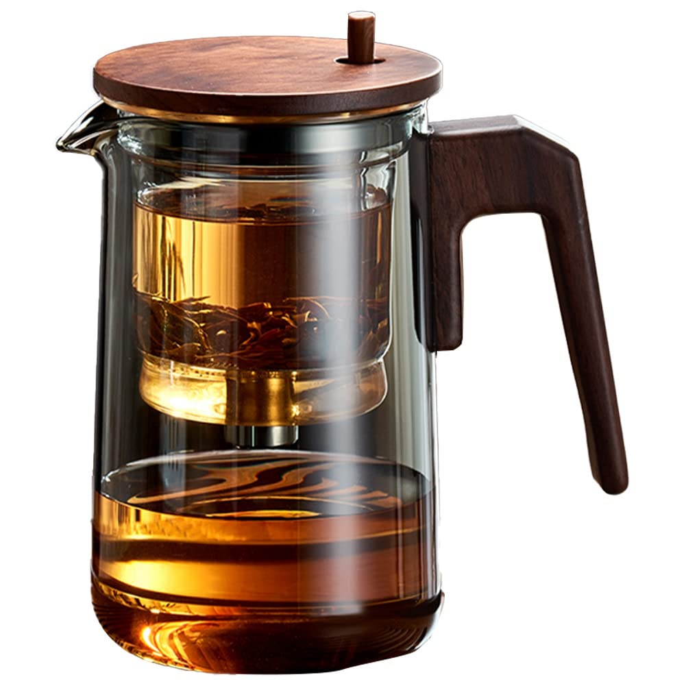Théière en Verre 1 Pièce avec Manche en Bois Théière Parfumée Transparente 750 ML