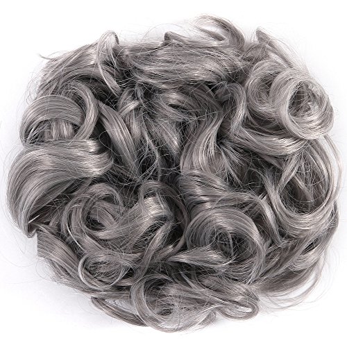Lelinta Hair Bun Extensions Donut Hair Chignons Wig Scrunchy Scrunchie Updo Hairpiece Sliver Grey