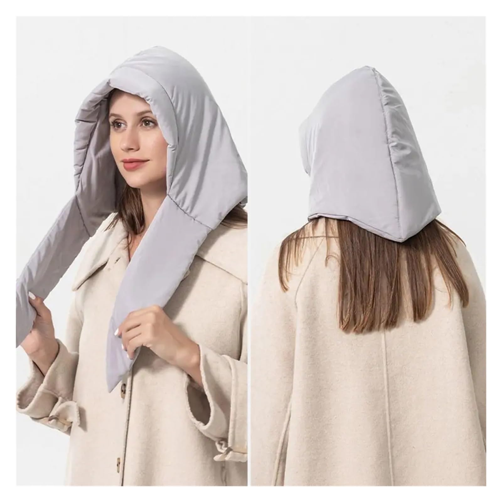 Plumón Sombreros Pañuelo de invierno for la cabeza, chal cálido, capucha, bufanda de algodón, Puff triangular, bufanda for mujer, sombrero grueso a prueba de viento, capucha for cuello al aire libre (