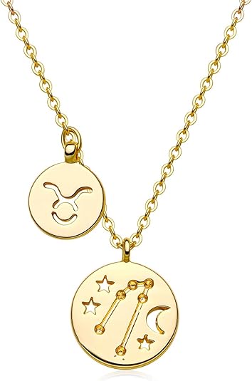 Gold Necklace for Women 18K Gold Plated Astrology Zodiac Necklace 12 Constellation Necklace Birthday Gift for Women