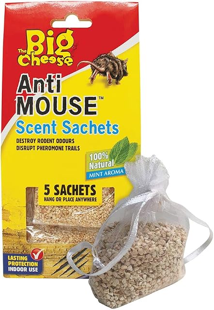 The Big Cheese Rodent Repellent Sachets (5 Pack) - Rat Repellent, Mouse Repellent, Poison-Free, Brown