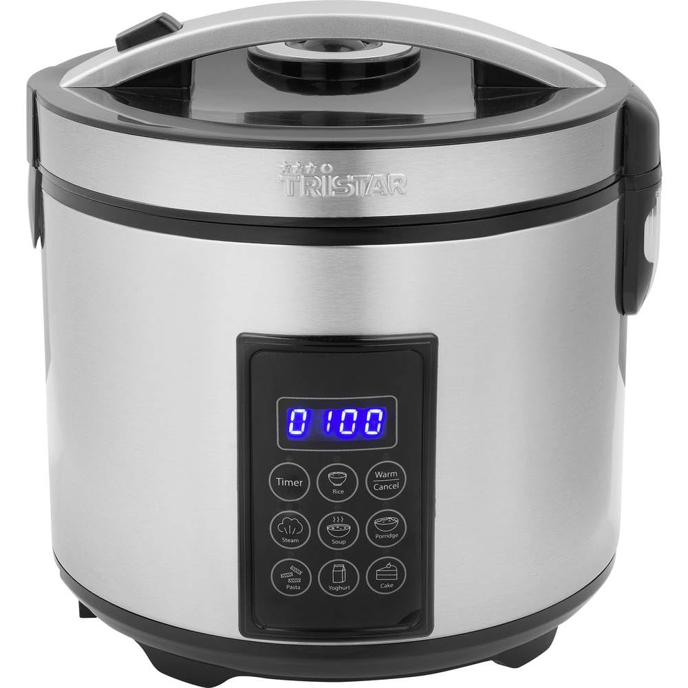 Tristar Arrocera Y Vaporera XL (2,2 L), Función Mantener Caliente 24 H, 7 Programas, Panel Digital, Temporizador, Para 8–10 Personas, Libre De BPA, Incl. Accesorios, Plata, RK-6138