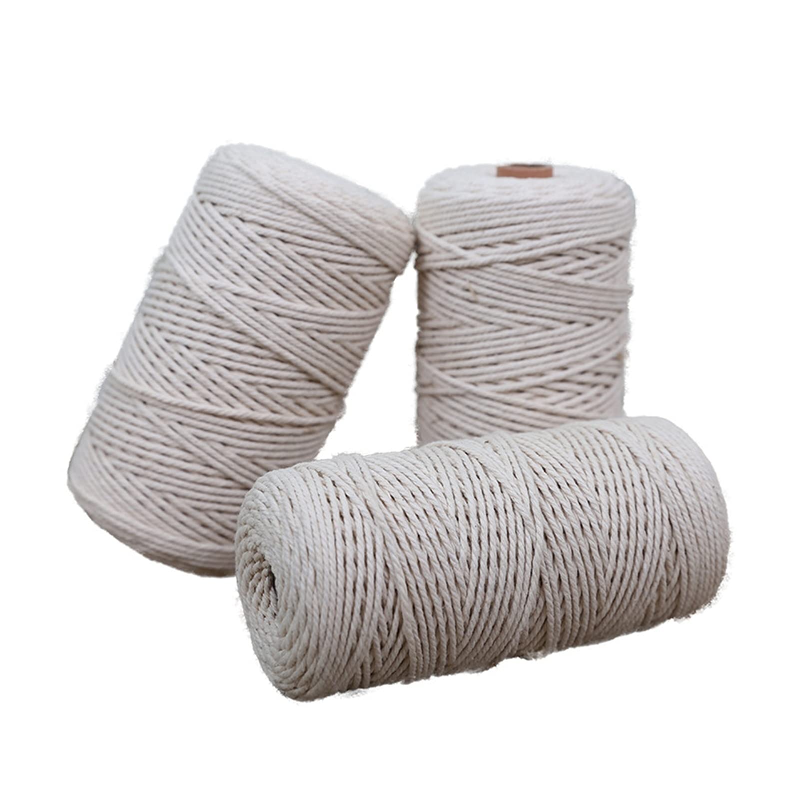 Cuerda beige natural para bricolaje, regalo hecho a mano, accesorios de boda, cuerda trenzada de algodón, cuerda de macramé, 3 mm, 4 mm, 5 mm, 6 mm, 8 mm (color: 4 mm, 50 m)