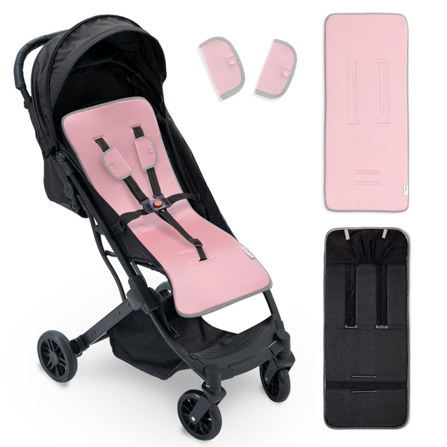 Colchoneta Silla Paseo Universal Funda Carrito Bebe Transpirable Primavera Verano Ligera Ajustable – Regalo Recien Nacido Niña/o BabyShower Diseño Leon — view 8