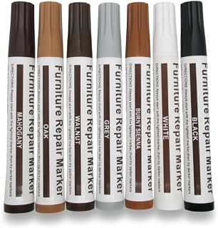 Wood Furniture Repair Marker Set – Pack of 7 Multi-Tone Touch Up Pens for Scratch Restoration and Surface Blending
