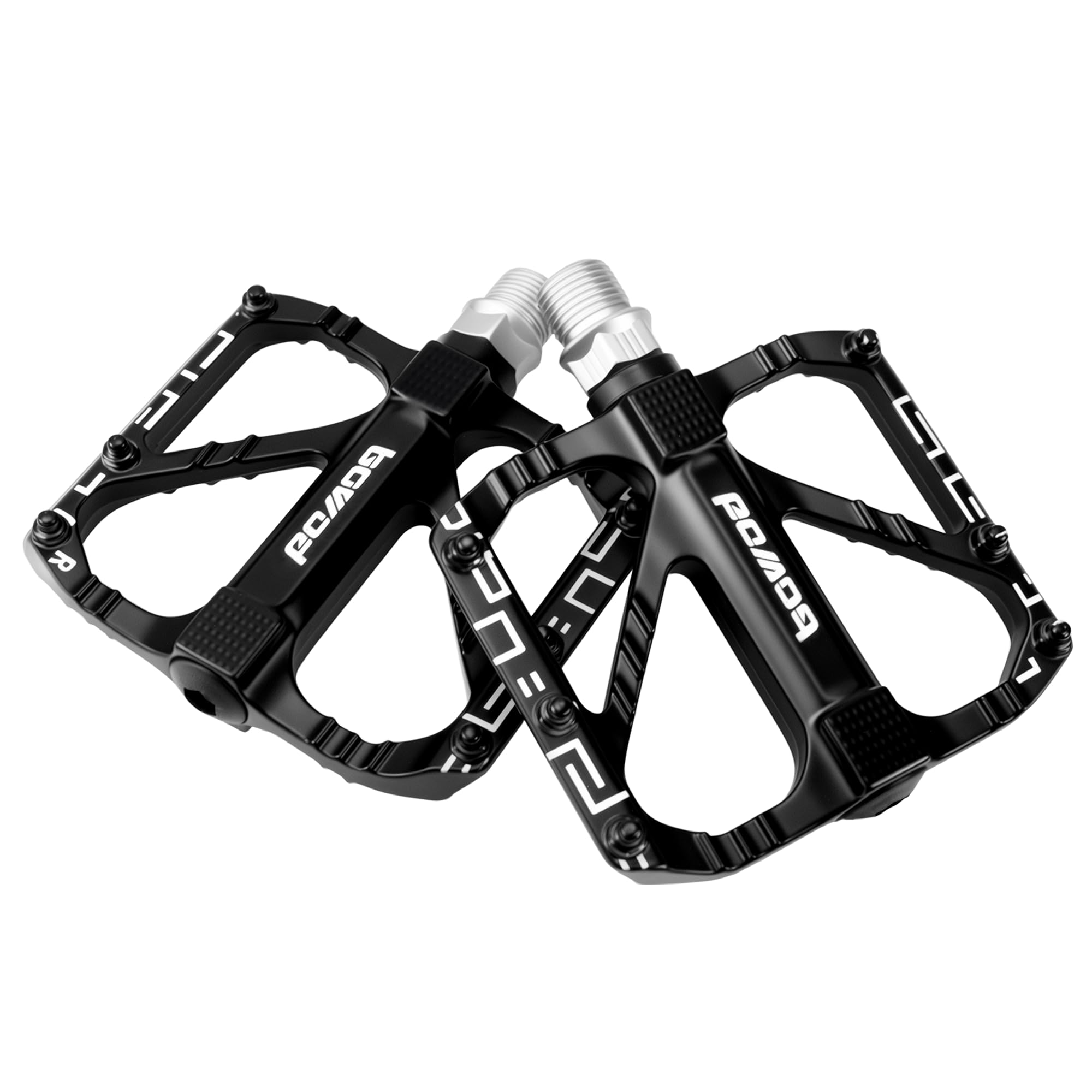Mountain Bike Pedals, MTB Pedals Aluminum Alloy Composite Pedal Platform, Non-Slip Bicycle Pedals w 12pins, fit for 9/16" Adult BMX, City, Road Bike