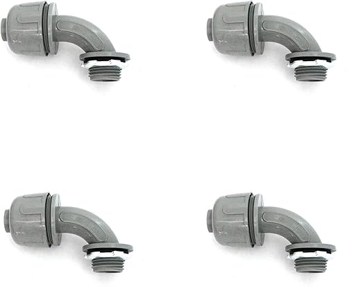 4pcs PVC líquido apretado 90 grados conector 34 "NPT conductos eléctricos, gris