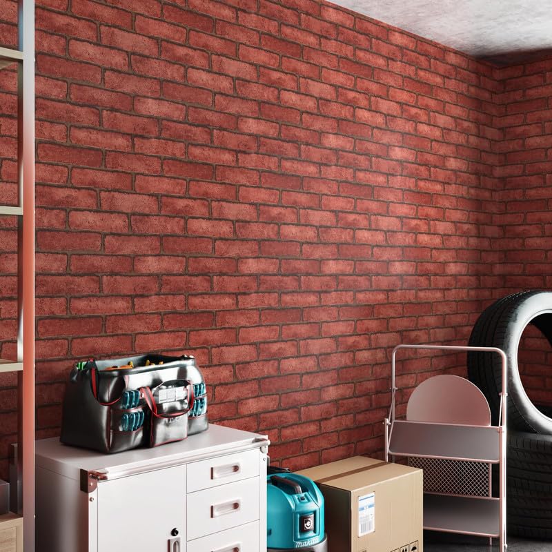 Image of Brick Wallpaper self Adhesive Brick Design Wall Stickers /DIY Wallpaper for Home Hotel Living Room Bedroom Cafe Deco | 1 Feet X 6.5 Feet-