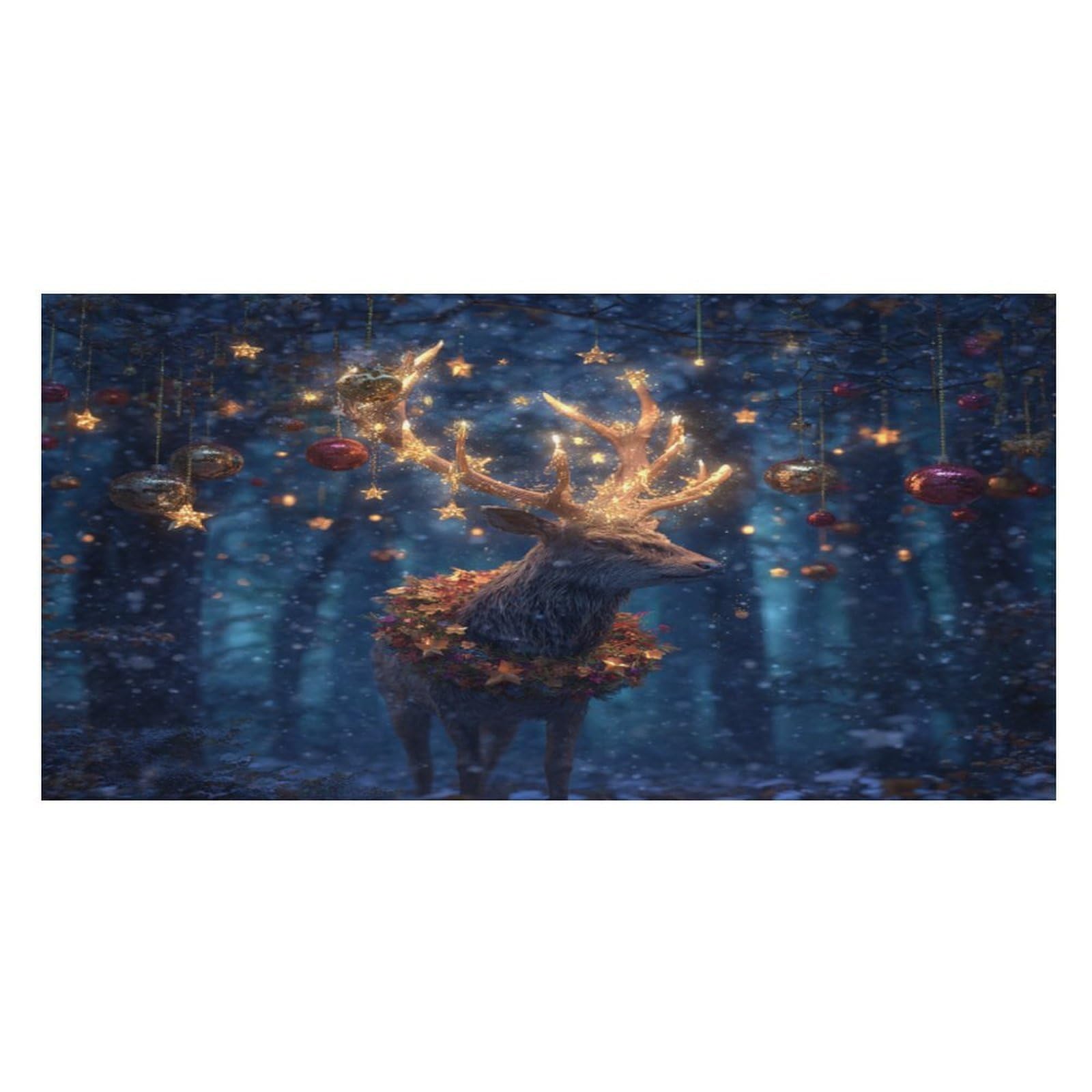 Luyysky Vintage Abstract Animal Deer Absorbent Beach Towel, Classic Oil Painting Merry Christmas Winter Snowy Scenery Wildlife Elk Outdoor Single-Sided Velvet Beach Towel-80 W Cm X 160" L Cm
