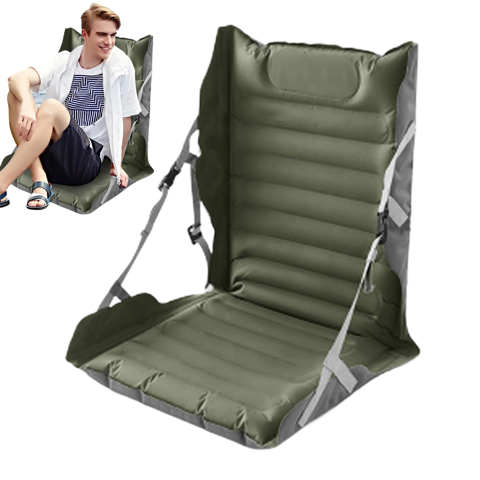 Cuscino Gonfiabile da Viaggio e Sedia Cuscino Pieghevole con Supporto | Cuscino Gonfiabile per Stadio per Campeggio Escursionismo Spiaggia Sport Pesca Viaggio