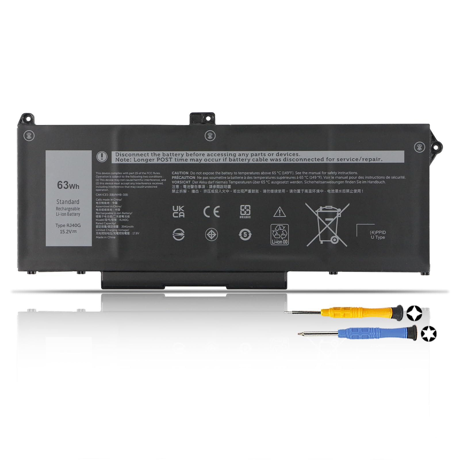 K KYUER RJ40G Laptop Batería para DELL Latitude 14 5420 Latitude 15 5520 Precision 15 3560 Mobile Workstation P137G P104F P137G001 P104F001 P104F002 075X16 01K2CF WY9DX 0WK3F1 0M3KCN Notebook Battery