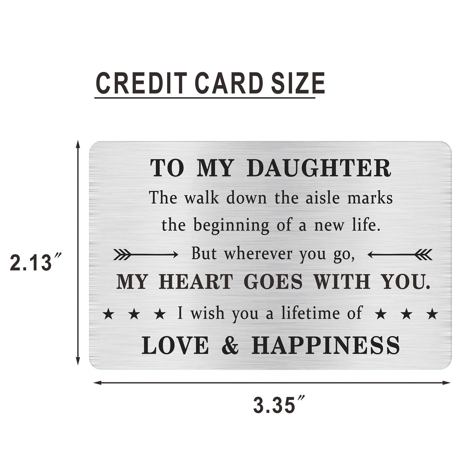 Alotozo Daughter Wedding Day Gifts, Bride Wedding Card from Mom and Dad, to Our Daughter Wedding Keepsake Engraved Wallet Card