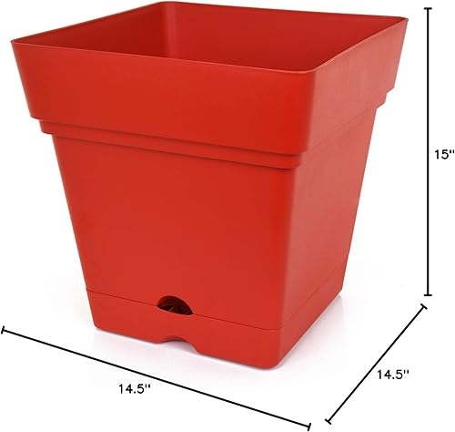 Miniatura 3 de Mintra Home Maceta de jardín con ruedas, grande (14.5 pulgadas de ancho x 15 pulgadas de alto), (rojo)  Colorida, maceta de flores, maceta