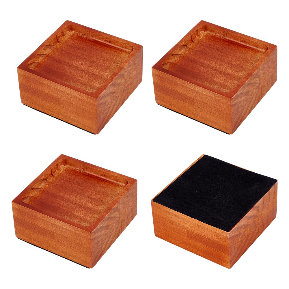 BENECREAT 4 Pcs Wood Bed Risers, 53 mm(2 Inch) Solid Wood Square Furniture Risers, Pine Wood Lifters for Sofa, Bed, Chair, Table, Desk, Furniture, Armchairs, Cabinets