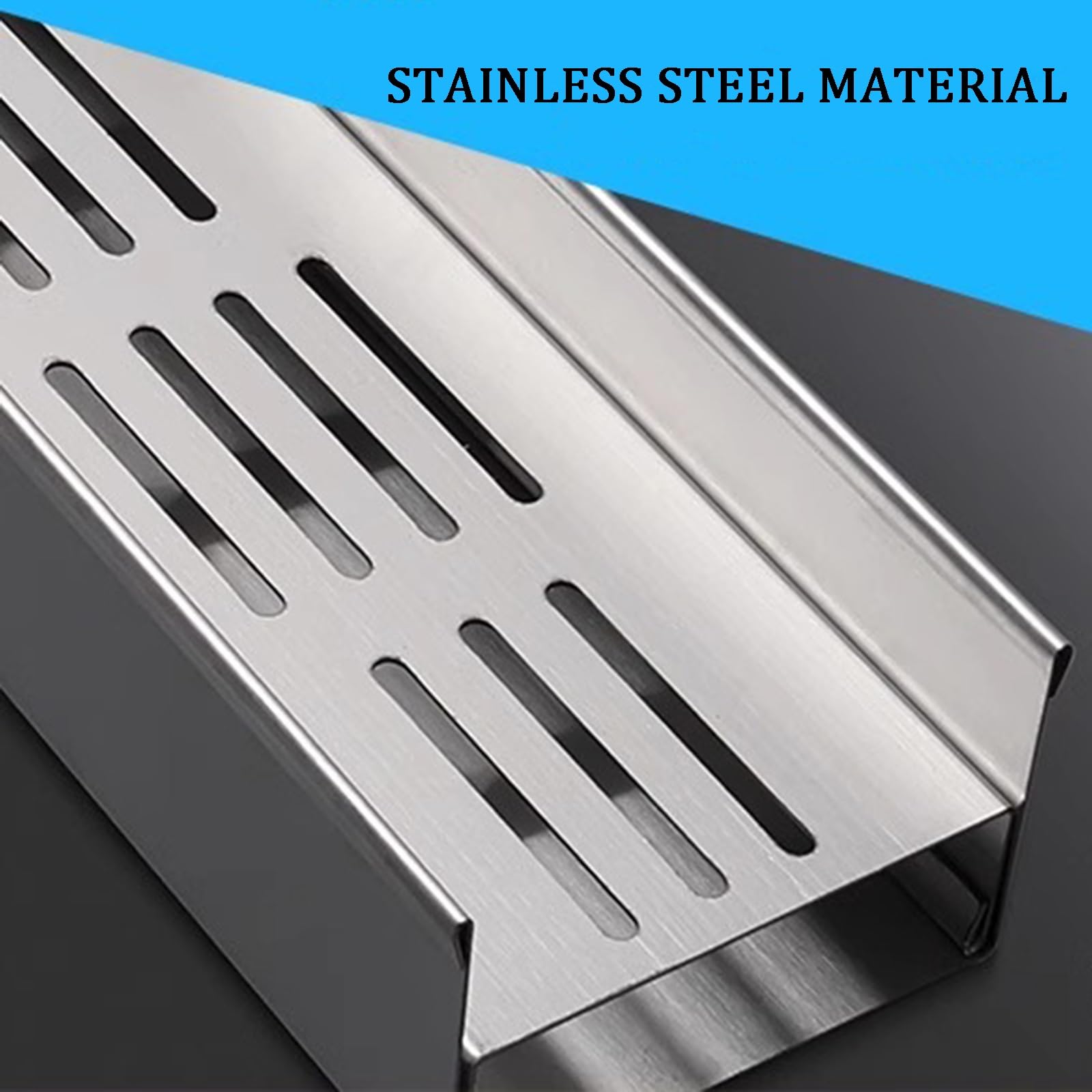 Kit de desagüe de acero inoxidable en forma de U para cocina al aire libre, cubierta de canalón rectangular para patios y patios (1000 x 60 x 50 mm), solución de drenaje duradera y elegante