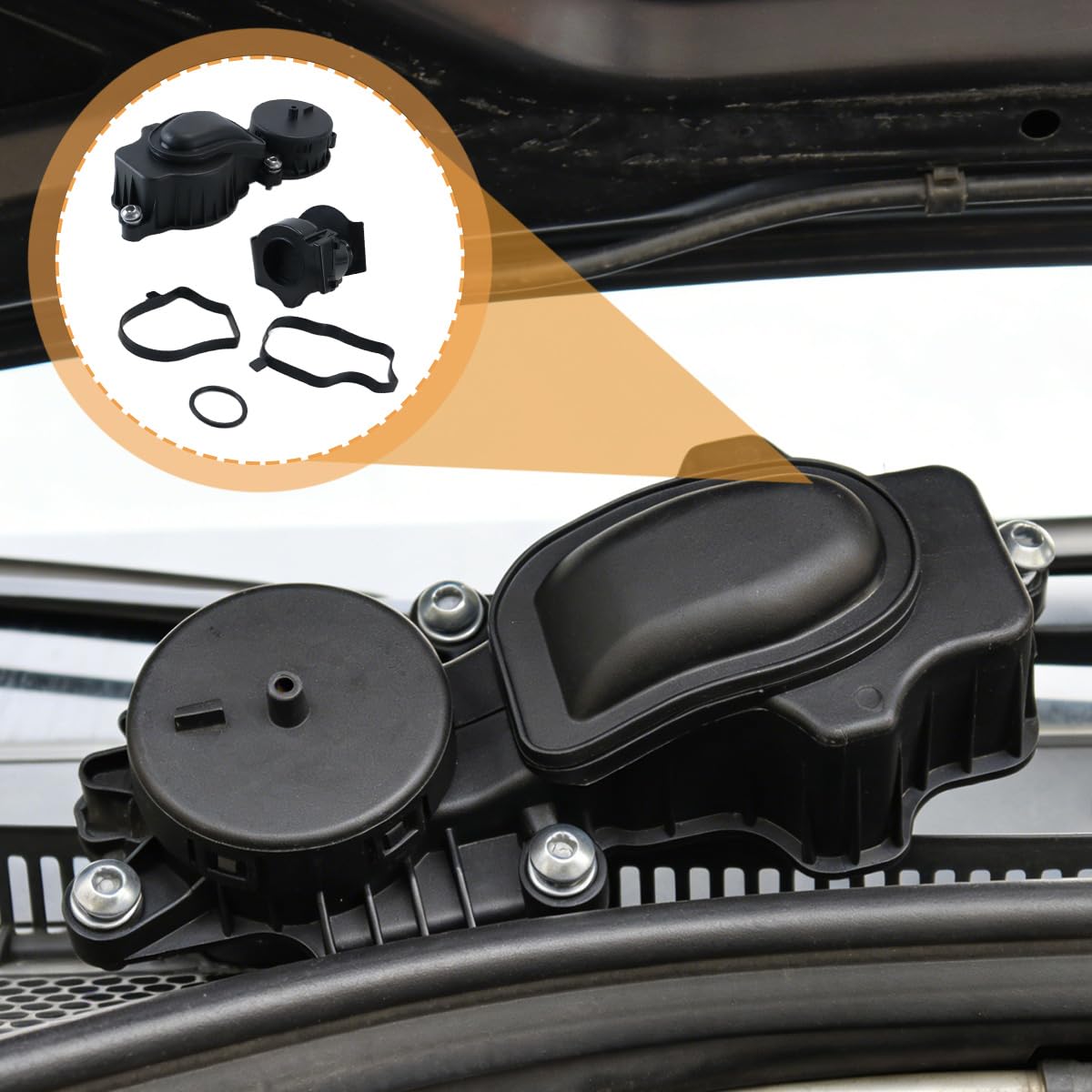Ubric Separador de Aceite de ventilación para cárter de Coche, Compatible con E46, E60, E61, E65, E66, E66, X3, 11127799225