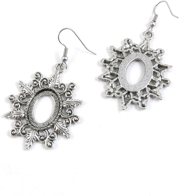 50 Pairs Flower Cabochon Base Blank Ear Hooks Earring Supply Jewelry Making Charms B7KD2