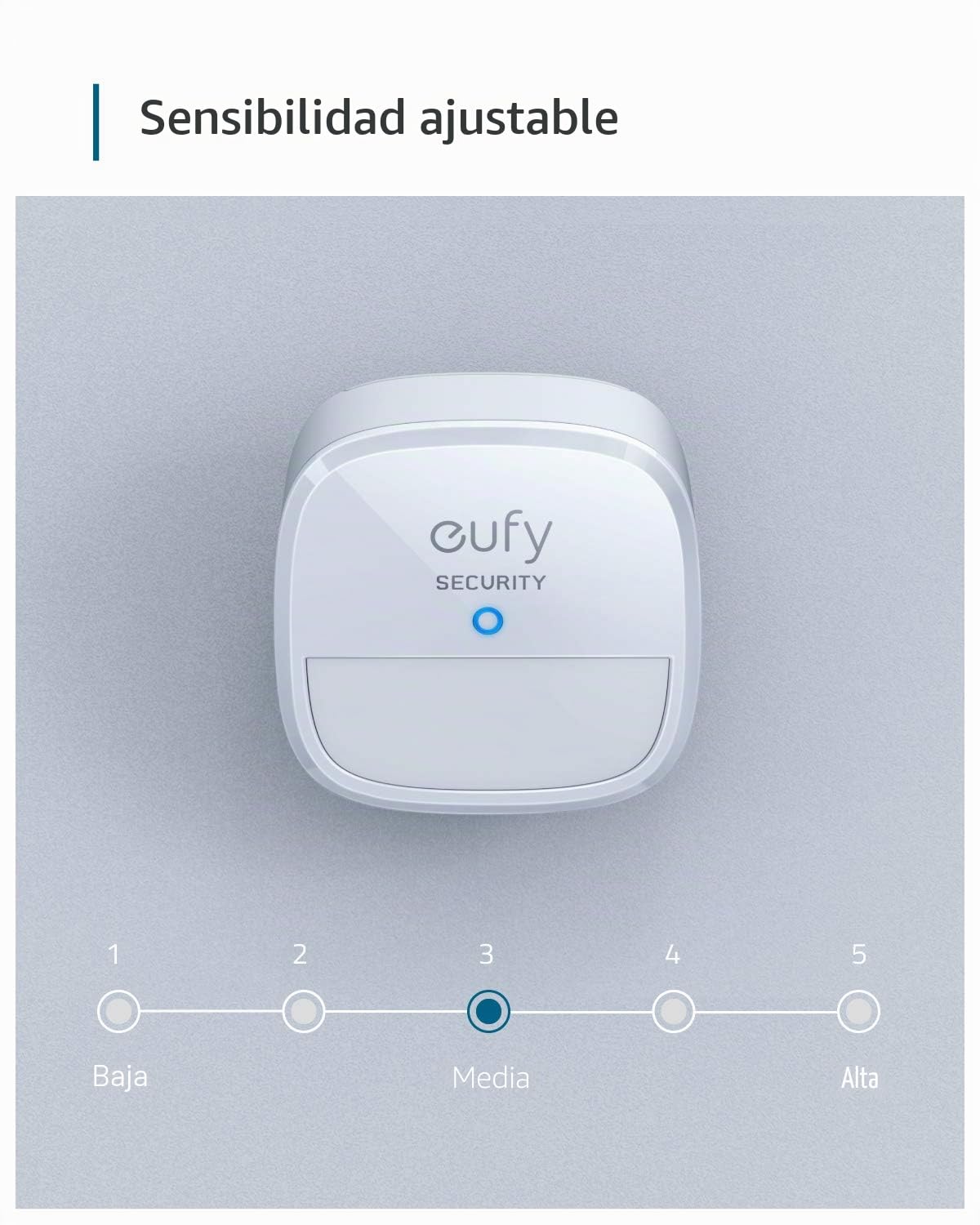 Sensor de Movimiento, eufy Security Home Alarm System Motion Detector, 100° Campo de visión, 9m de Alcance, 2 años de duración de la batería, sensibilidad Ajustable (Requiere HomeBase)