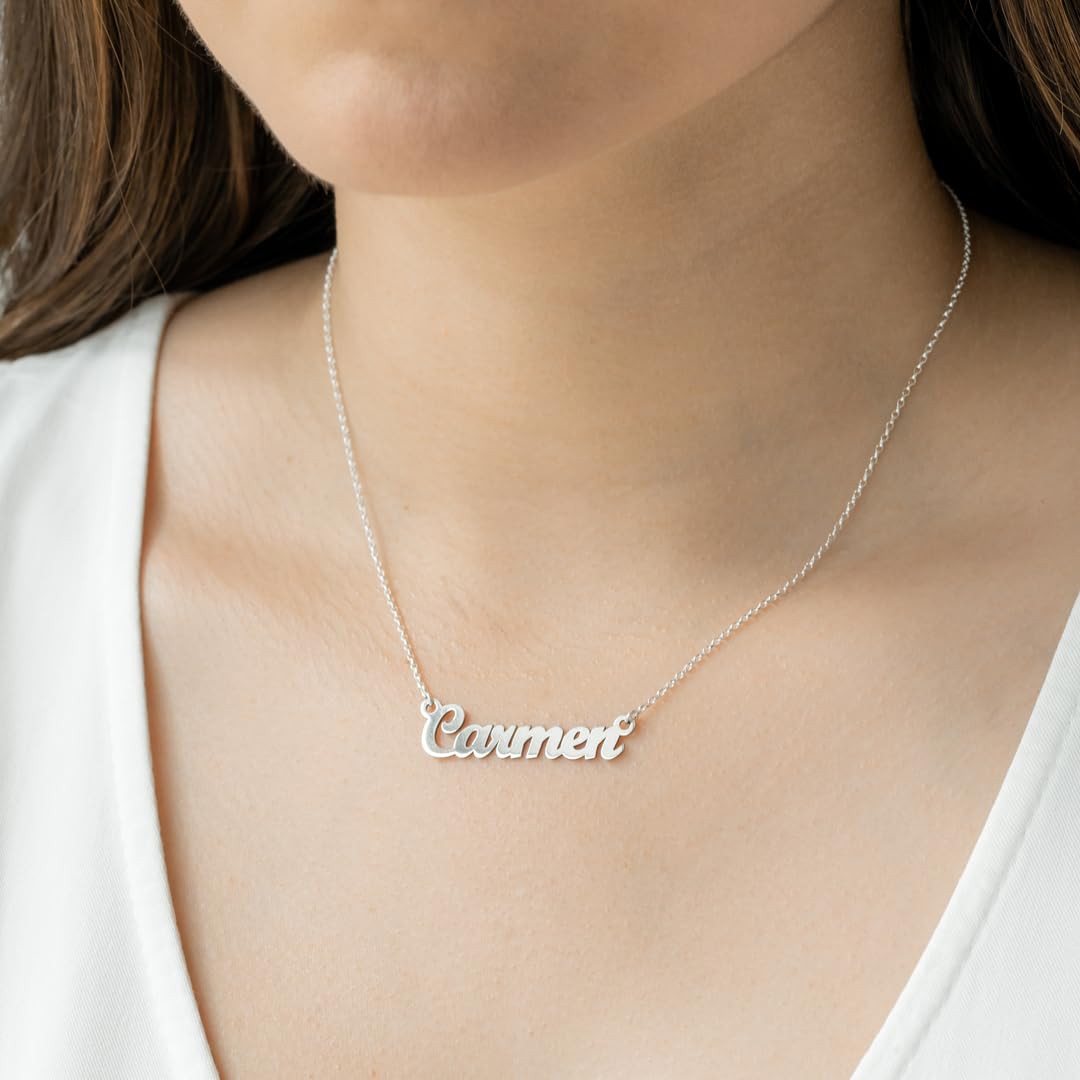 Collar Personalizable con Nombre en Plata de Ley 925 para Mujer - Detalle precioso personalizado para regalo de Navidad, Día de la Madre, Cumpleaños Hecho en España (Clásico)
