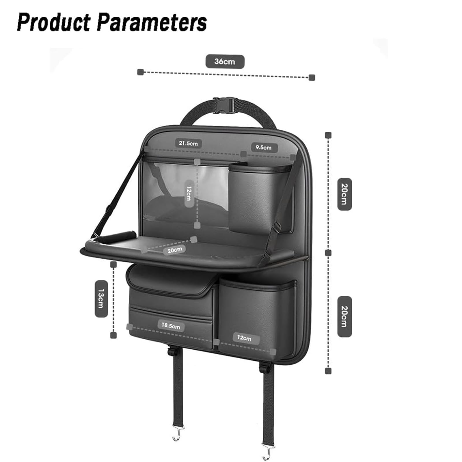 Generico Organizer Sedile Posteriore Auto per Forthing Yacht DFSK Forthing 4 U-Tour 2022-2025, Universale Pelle Organizzatore con Vassoio Pieghevole, Viaggio Essenziale per Bambini Adulti