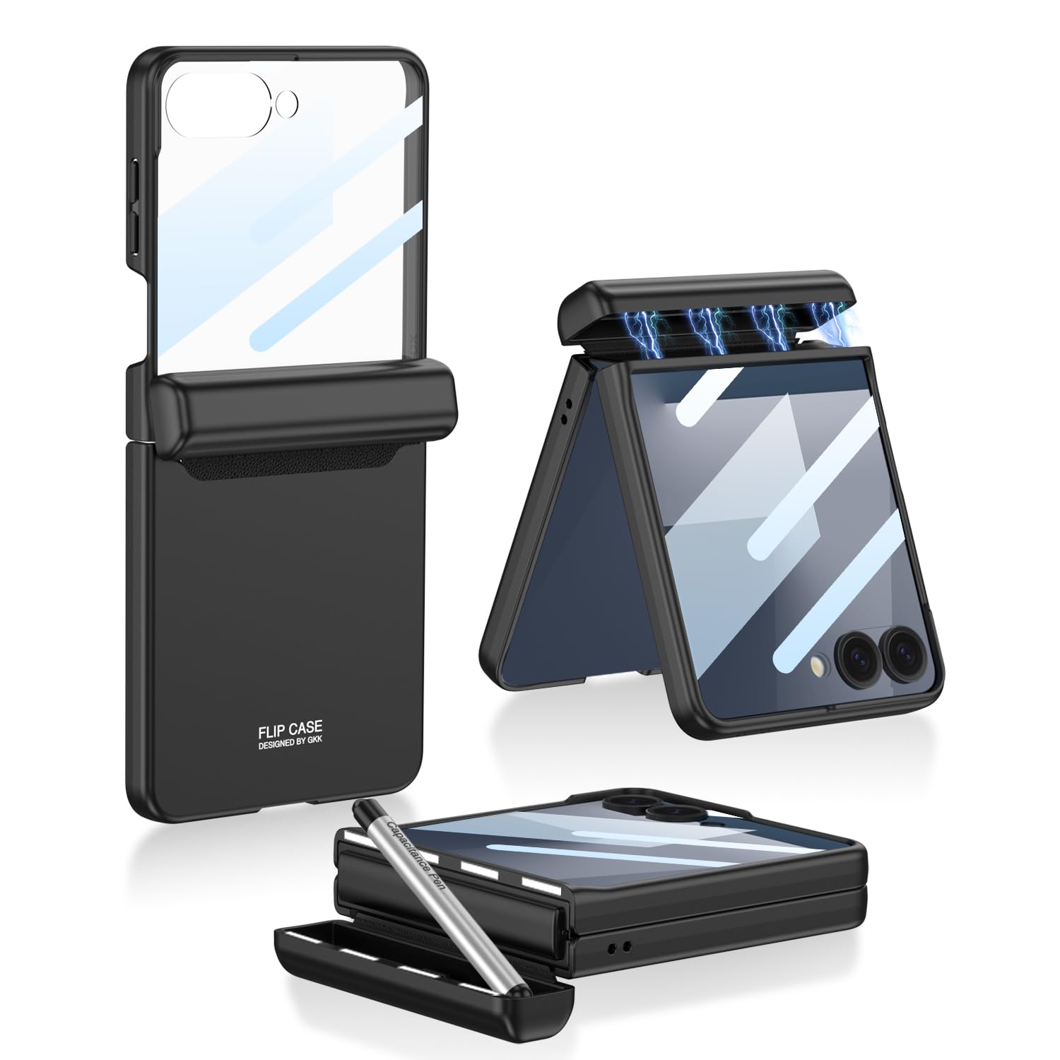 Coque Galaxy Z Flip 7 avec stylet rigide antichoc protection écran intégrée noir - 8