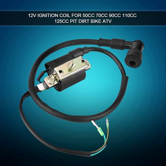 Ignition Coil, 12V Metal and Plastic Engine Coil Module, 14.5Inch Black Wiring Harness for Pit Dirt Bike ATV,ignition coil